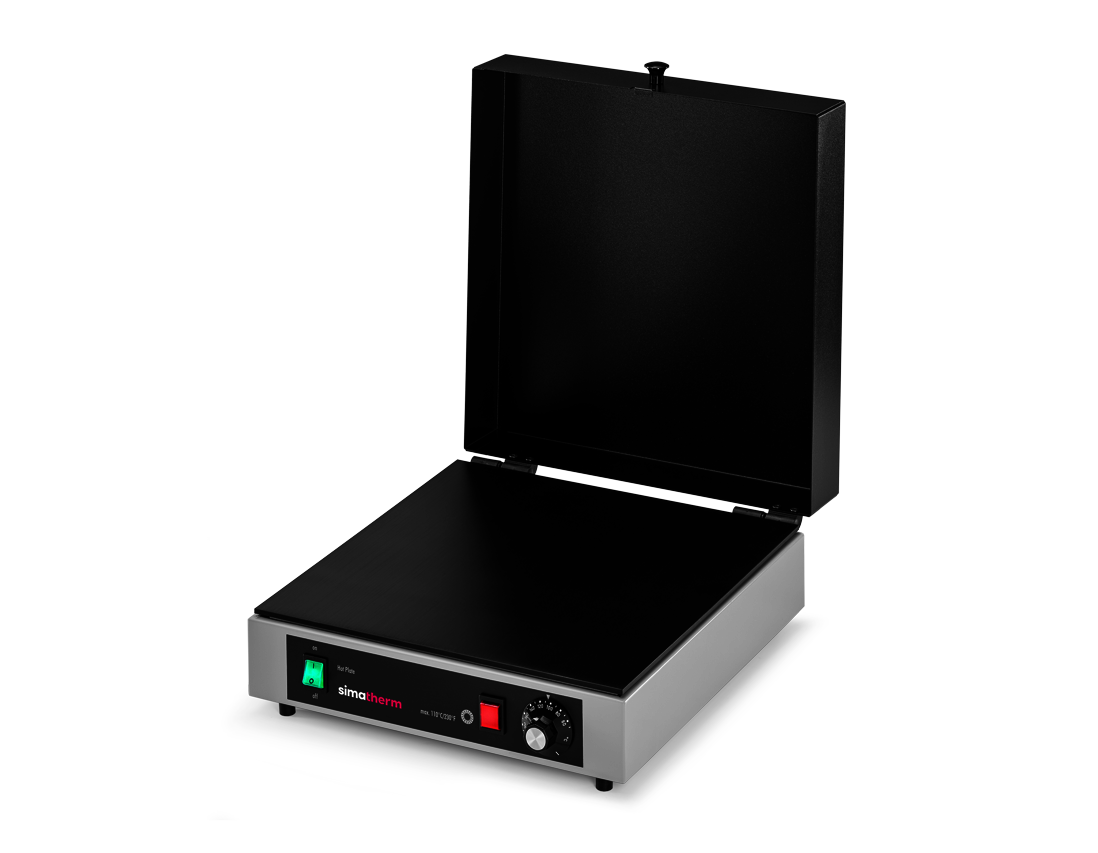 The simatherm Hot Plate L in the switched-on state without ball bearings.