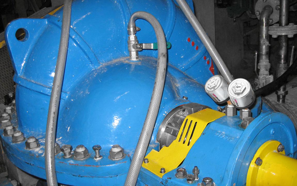 Los rodamientos de una bomba se lubrican con dos lubricadores de simalube 30 ml.