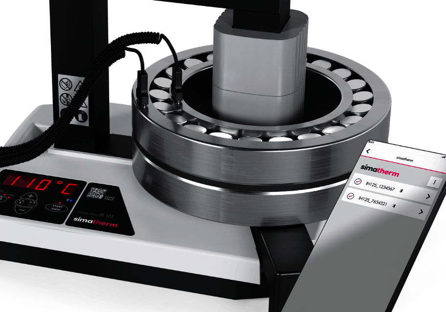 Calentador de inducción simatherm IH125 con rodamiento en bobina, controlado por app móvil