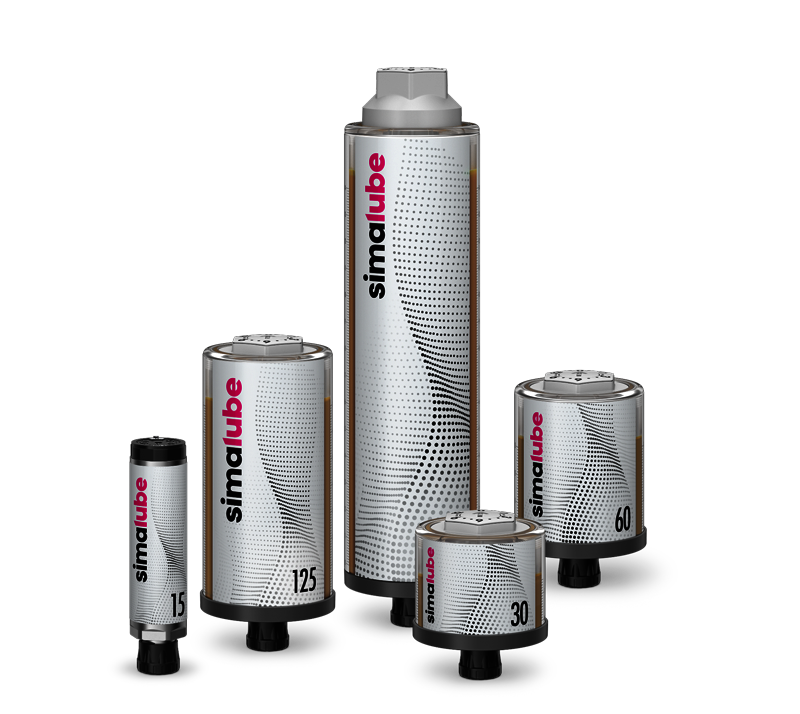simalube lubricators in 5 differenz sizes